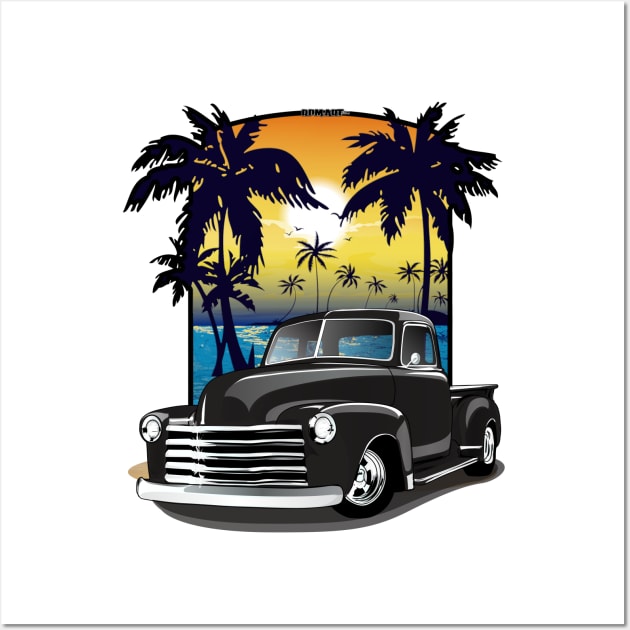 1948 Black Chevy Pickup Truck California Beachin Wall Art by RPM-ART